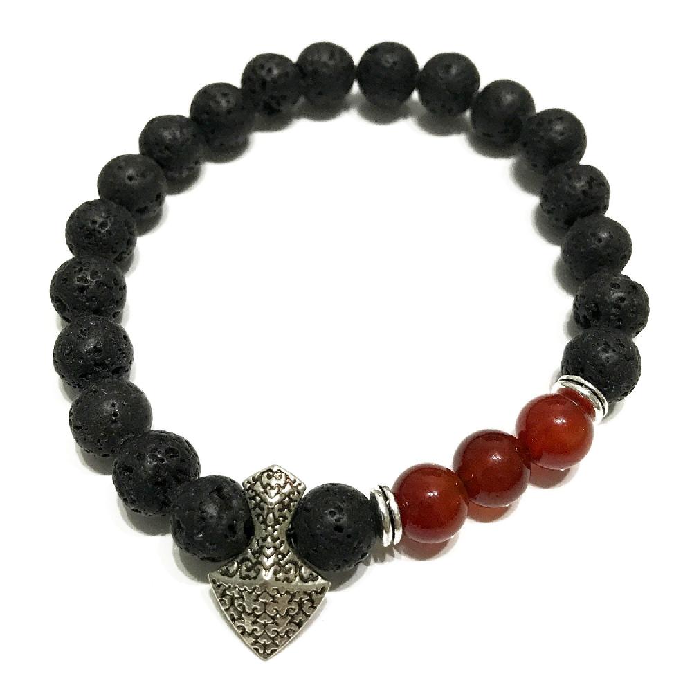 ancient wisdom 4x Lava Stone Bracelet - Axe-head Carnelian