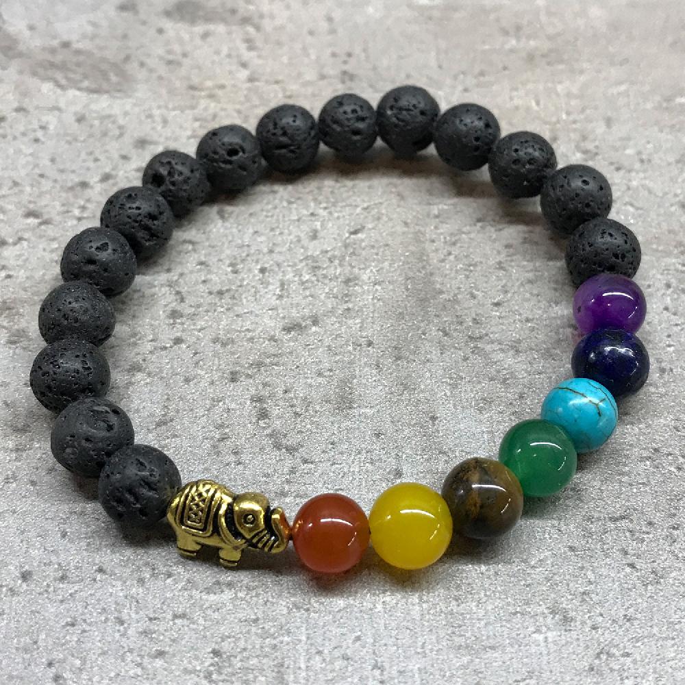 Ancient Wisdom 4x Lava Stone Bracelet - Elephant Chakra