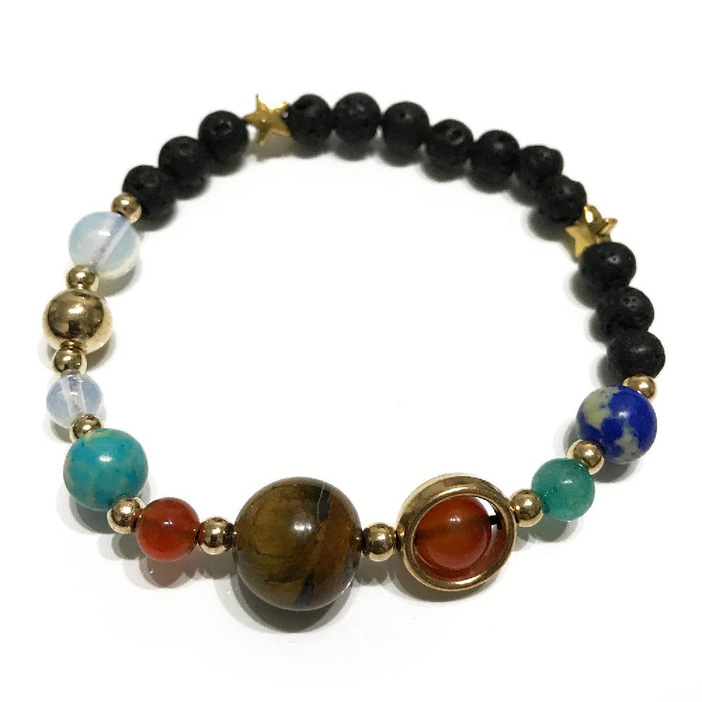 ancient wisdom 4x Lava Stone Bracelet - Gold Solar System