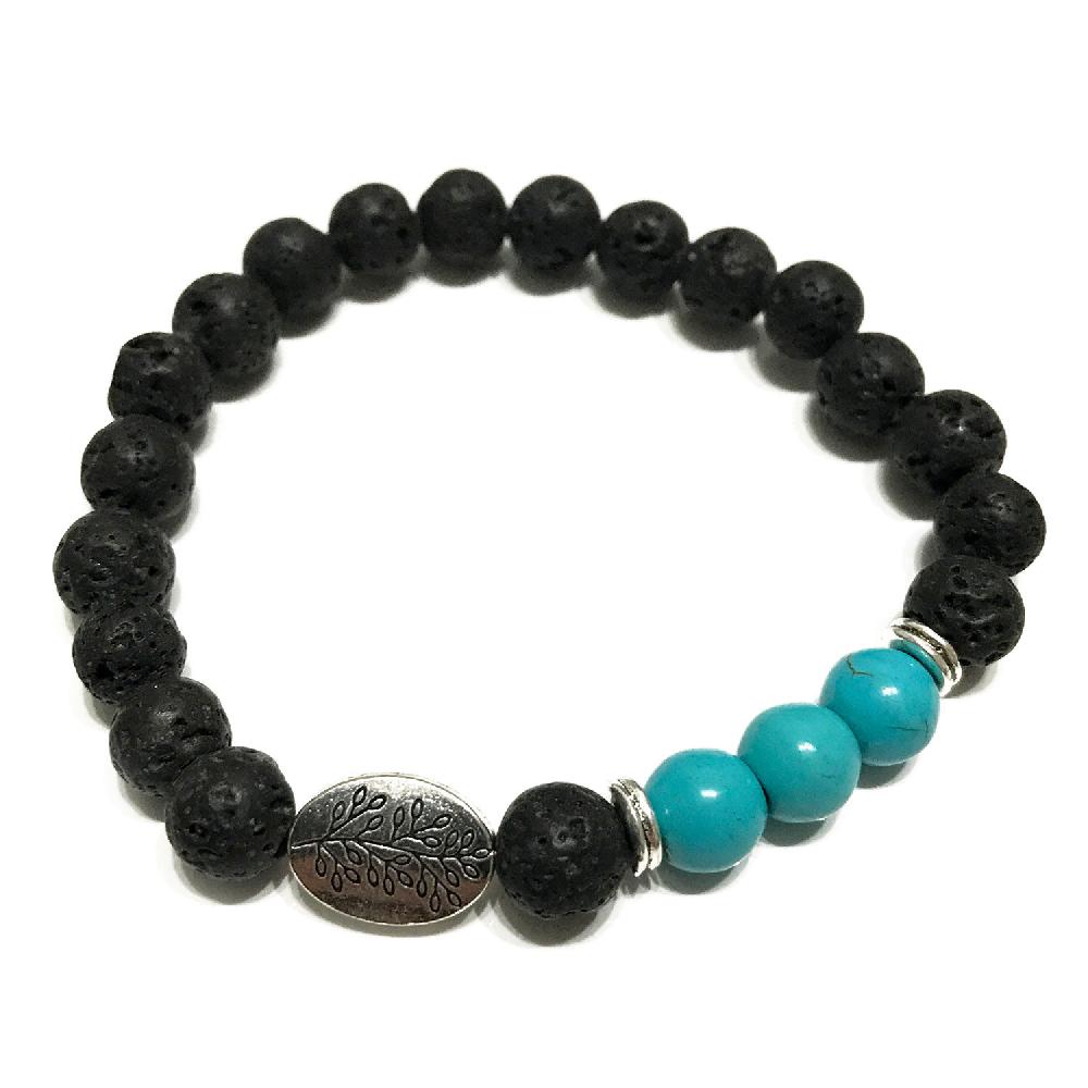 ancient wisdom 4x Lava Stone Bracelet - Leaf Turquoise Howlite