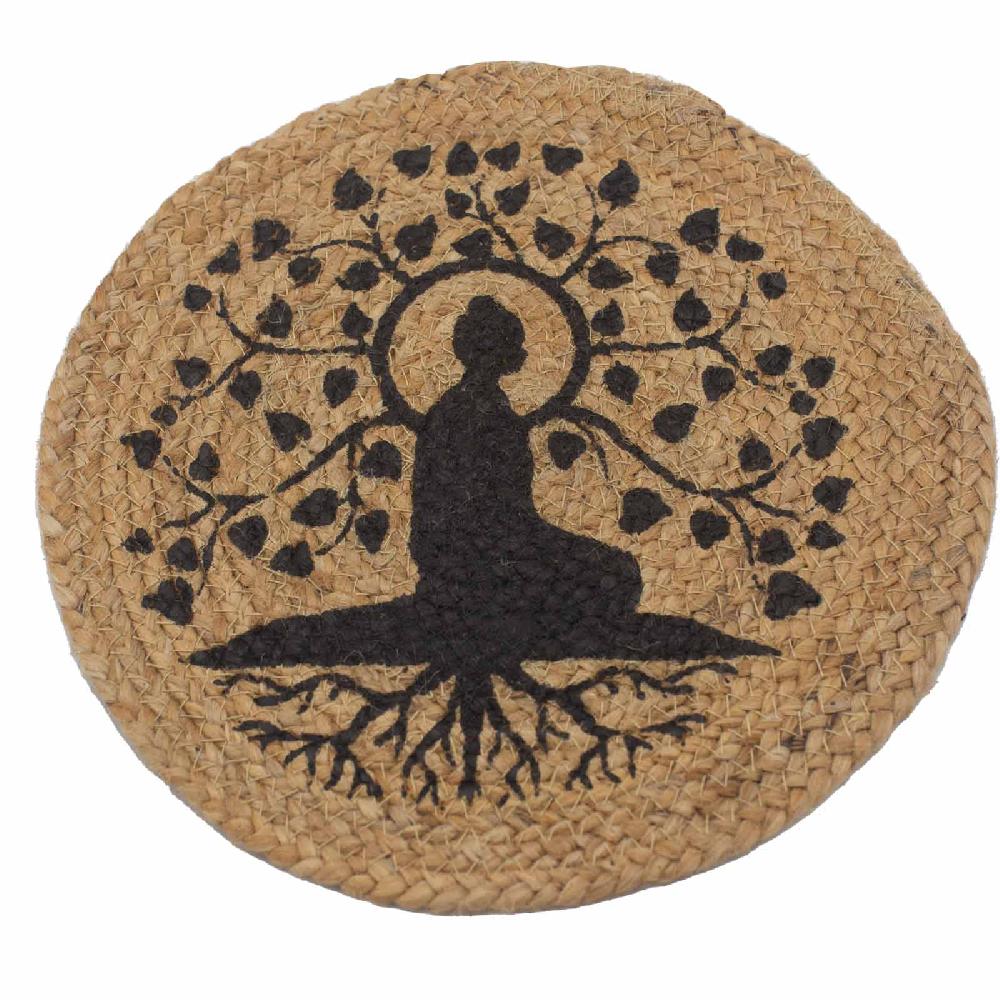 ancient wisdom 4x Natural Place Mat - Jute 30cm - Bodhi Tree Print