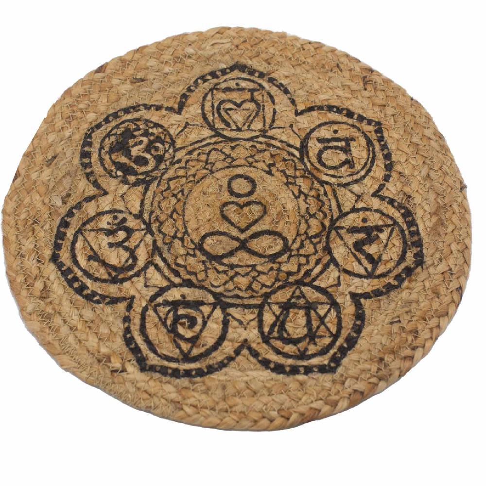 ancient wisdom 4x Natural Place Mat - Jute 30cm - Chakra Print
