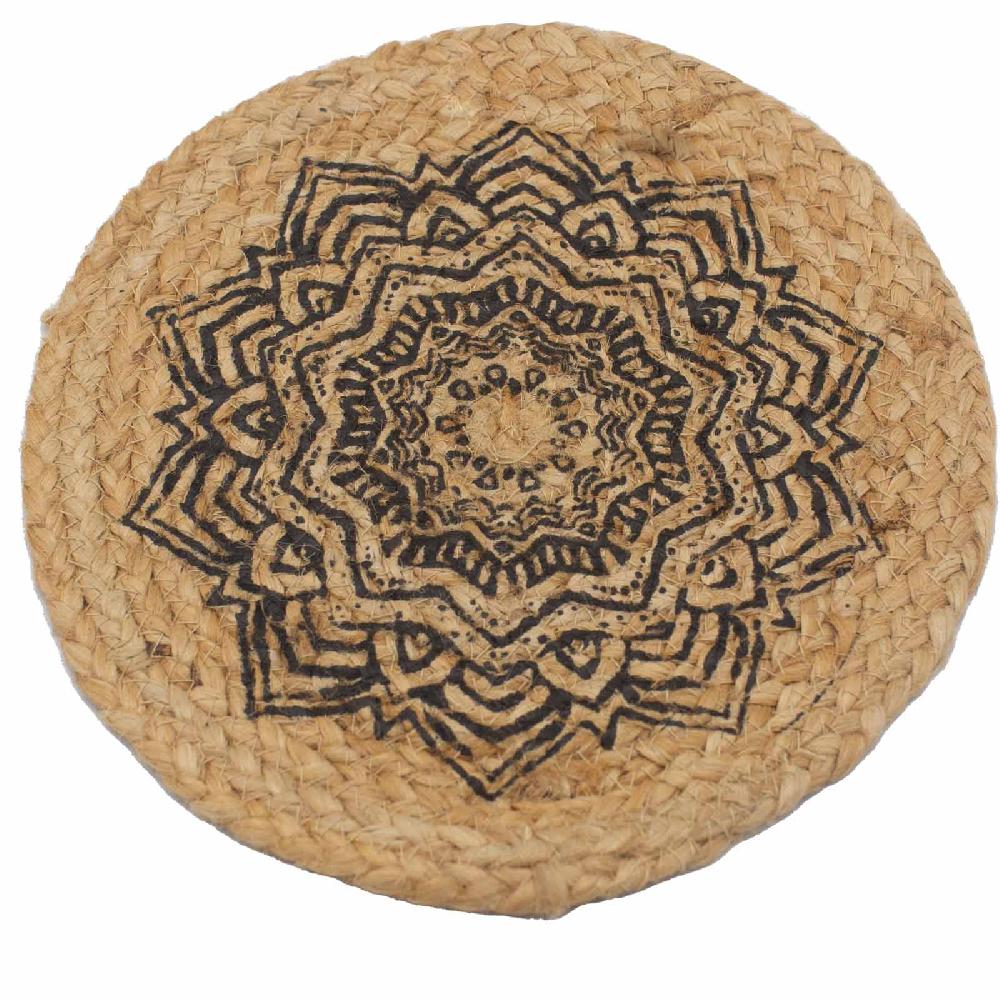 ancient wisdom 4x Natural Place Mat - Jute 30cm - Mandala Print