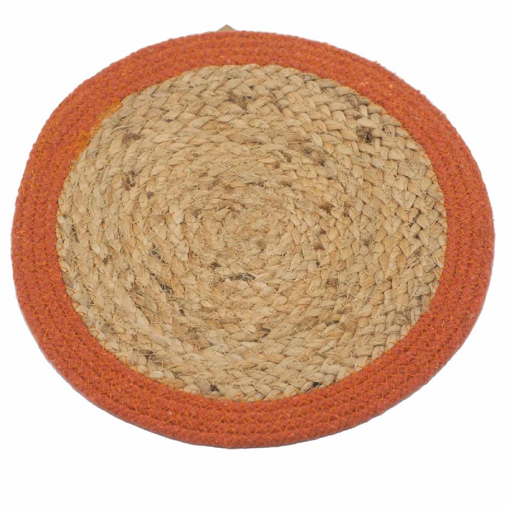ancient wisdom 4x Natural Place Mat - Jute & Cotton 30cm - Clay Border