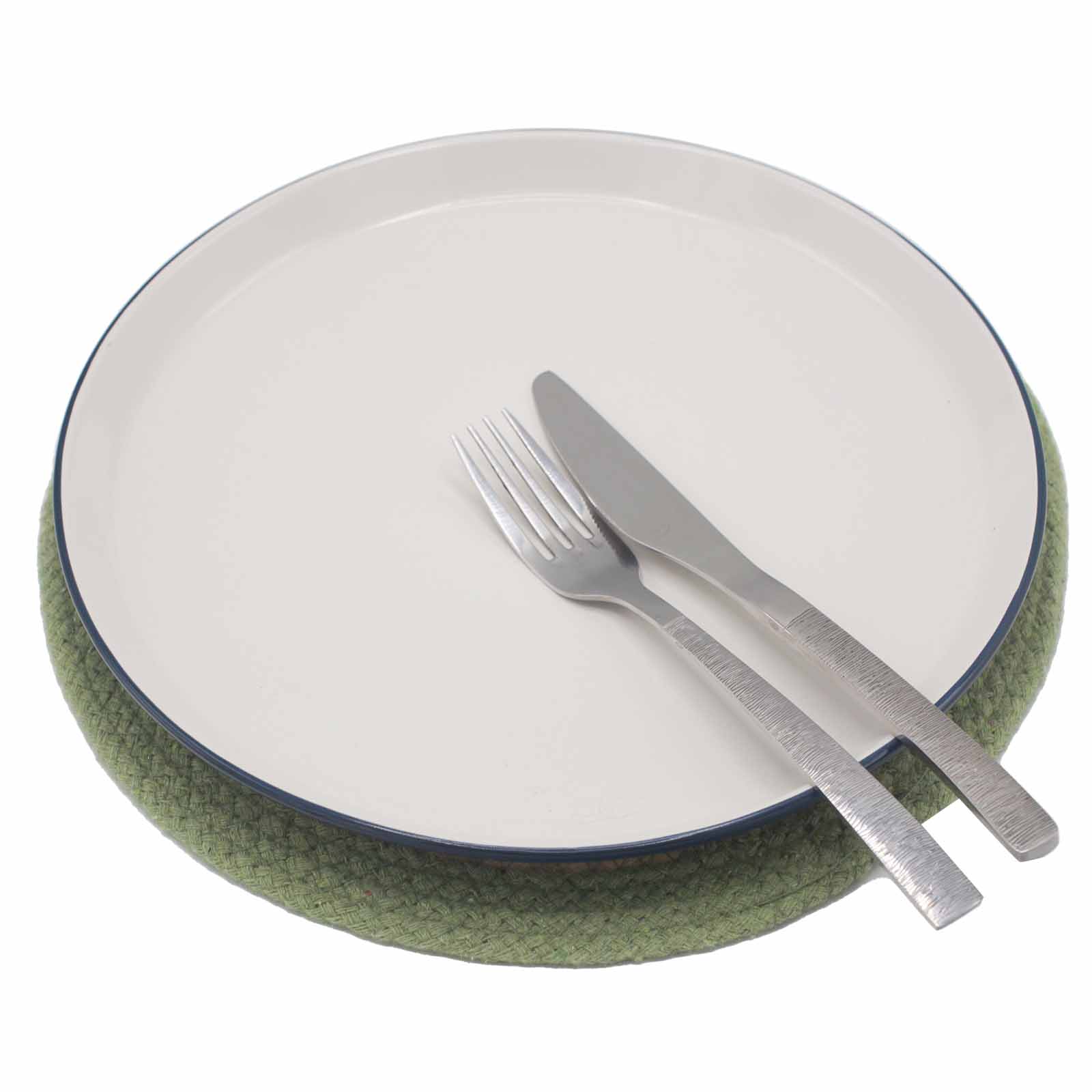 Ancient Wisdom 4x Natural Place Mat - Jute & Cotton 30cm - Olive Border