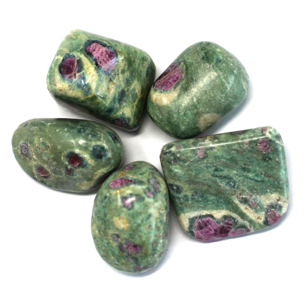 ancient wisdom 4x Premium Tumble Stones - Ruby with Fuchsite