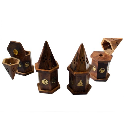 ancient wisdom 4x Pyramid Mini Incense House - Shesham