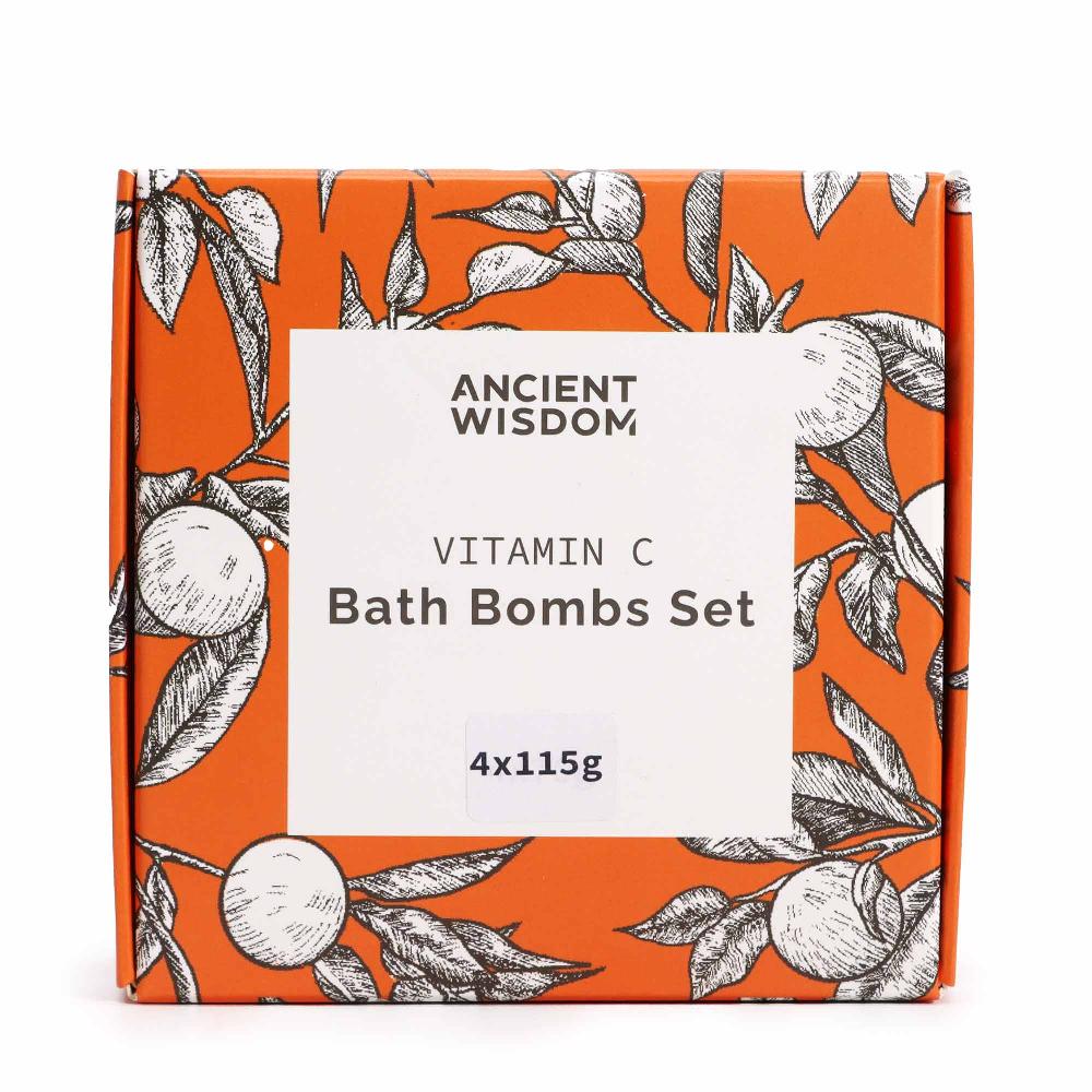 ancient wisdom 4x Set of 4 Vitamin C Bath Bombs – Aromatherapy Quartet