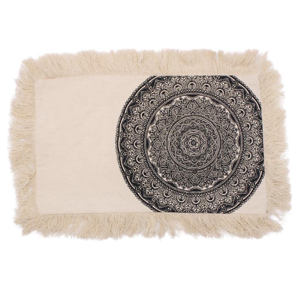 ancient wisdom 4x Traditional Mandala Cushion Covers - 30x50cm - black