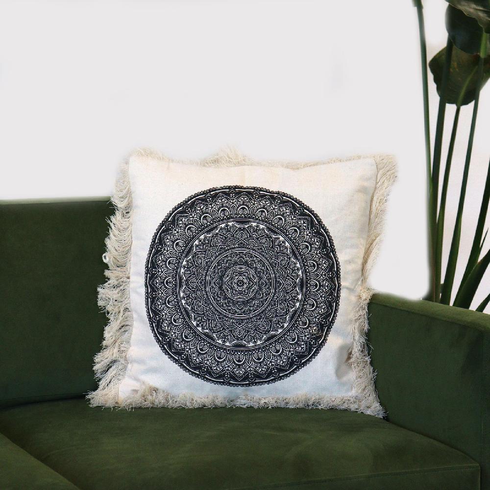 Ancient Wisdom 4x Traditional Mandala Cushion Covers - 45x45cm - Black