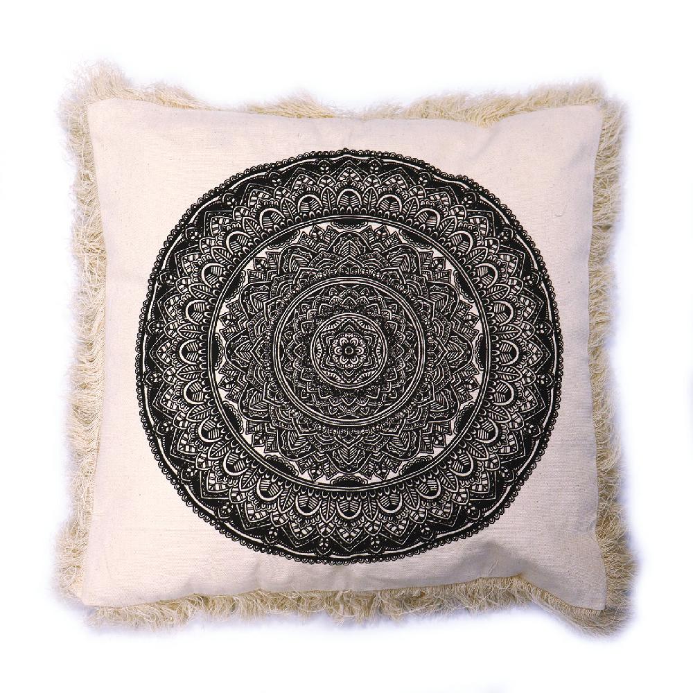 Ancient Wisdom 4x Traditional Mandala Cushion Covers - 45x45cm - Black