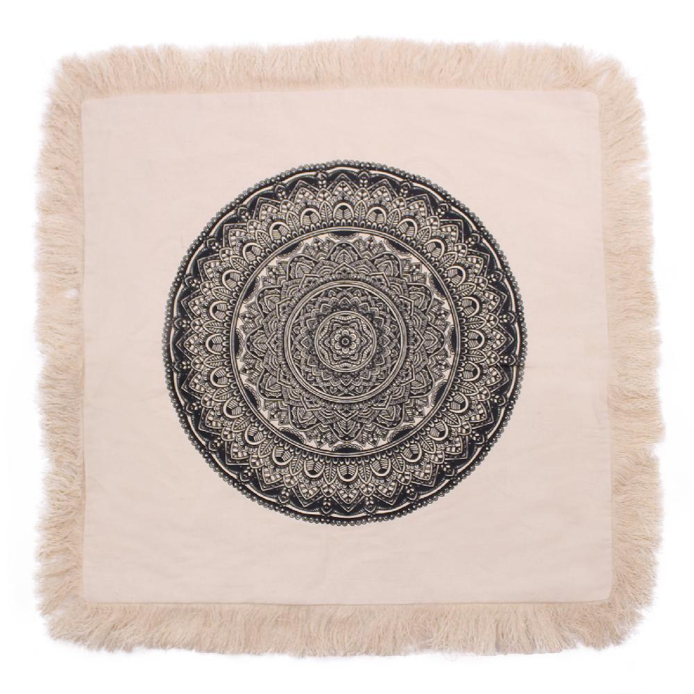 ancient wisdom 4x Traditional Mandala Cushion Covers - 60x60cm - black
