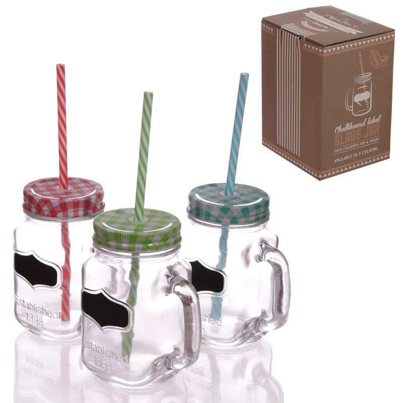 Ancient Wisdom 4x Vintage Drinking Jar And Chalkboard - Green