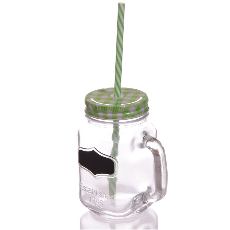 ancient wisdom 4x Vintage Drinking Jar and Chalkboard - Green
