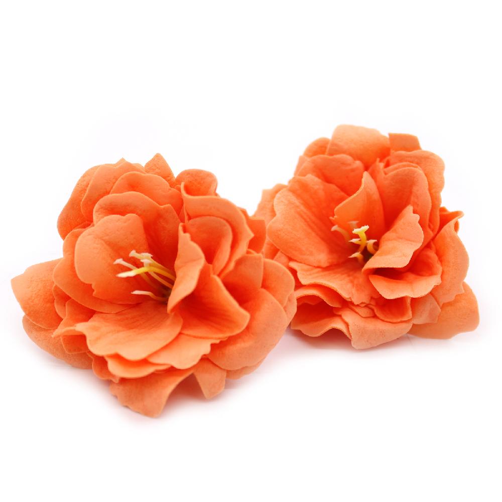 Ancient Wisdom 50x Craft Soap Flower - Small Peony - Orange