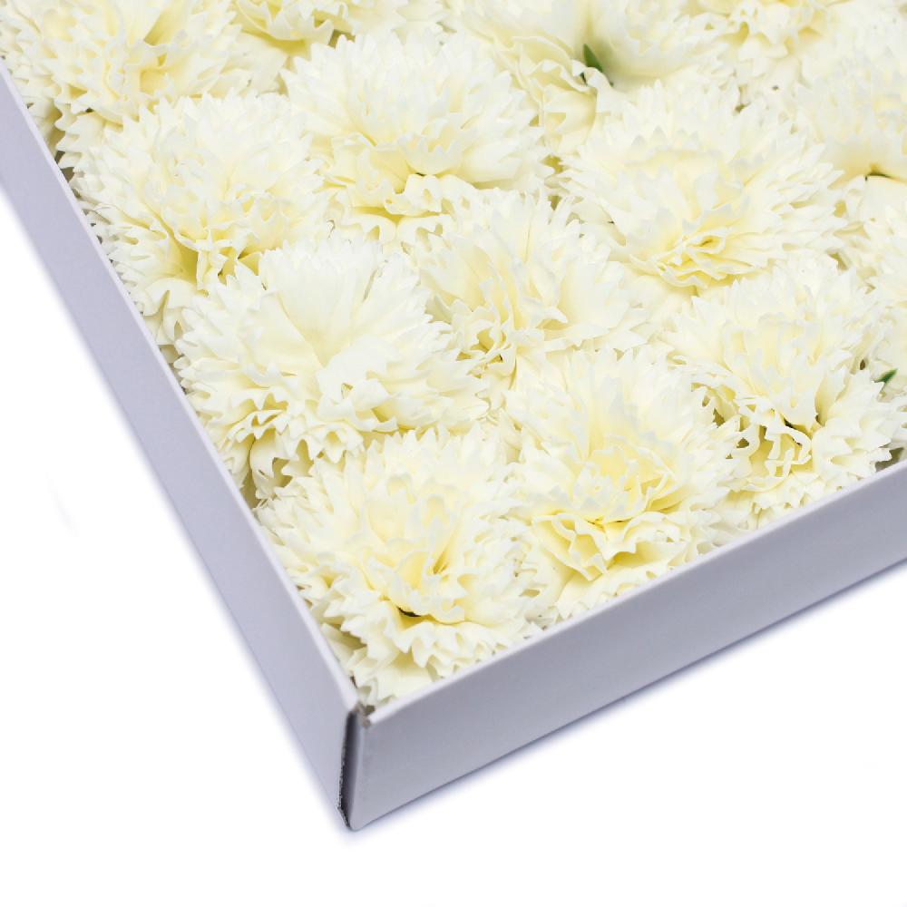 Ancient Wisdom 50x Craft Soap Flowers - Carnations - Cream