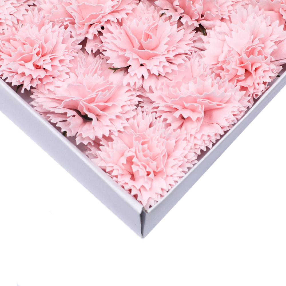 Ancient Wisdom 50x Craft Soap Flowers - Carnations - Pink