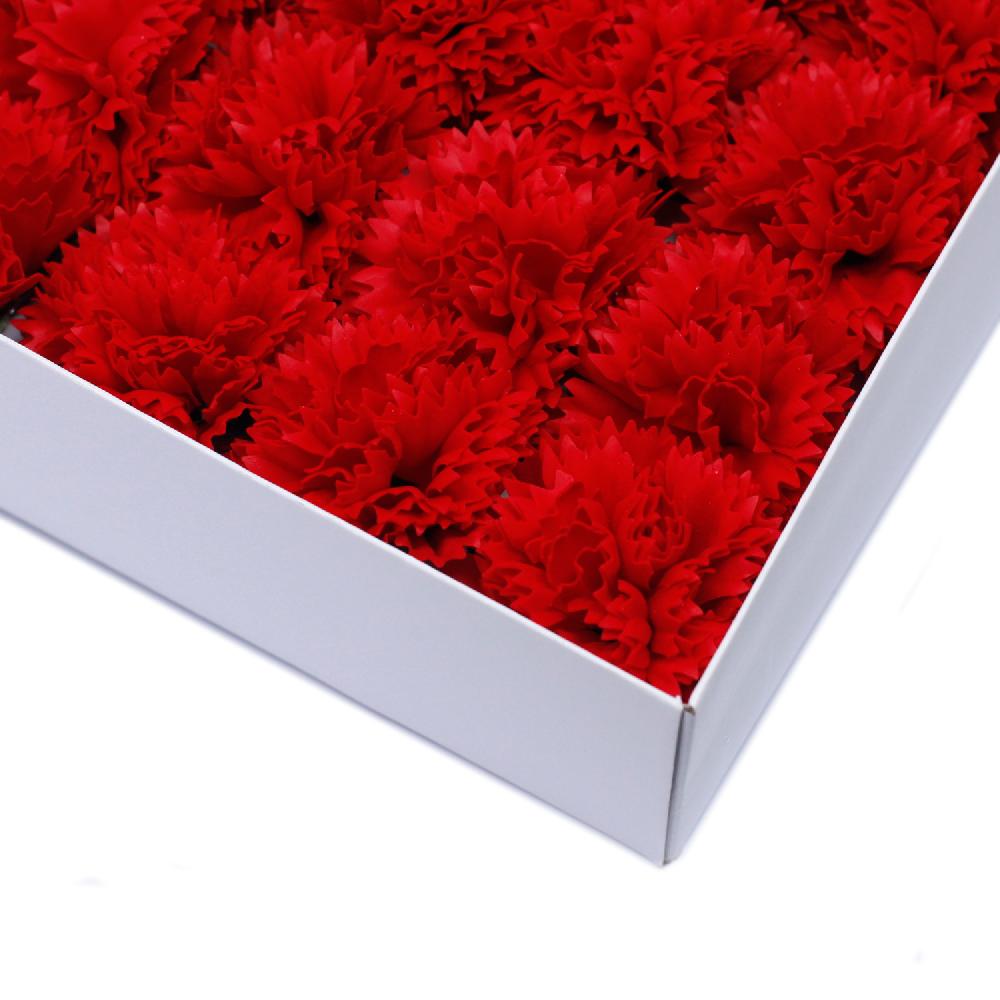Ancient Wisdom 50x Craft Soap Flowers - Carnations - Red