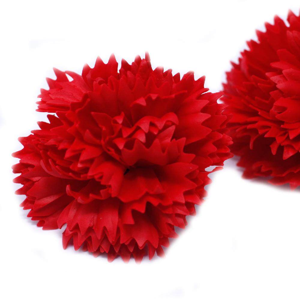 Ancient Wisdom 50x Craft Soap Flowers - Carnations - Red
