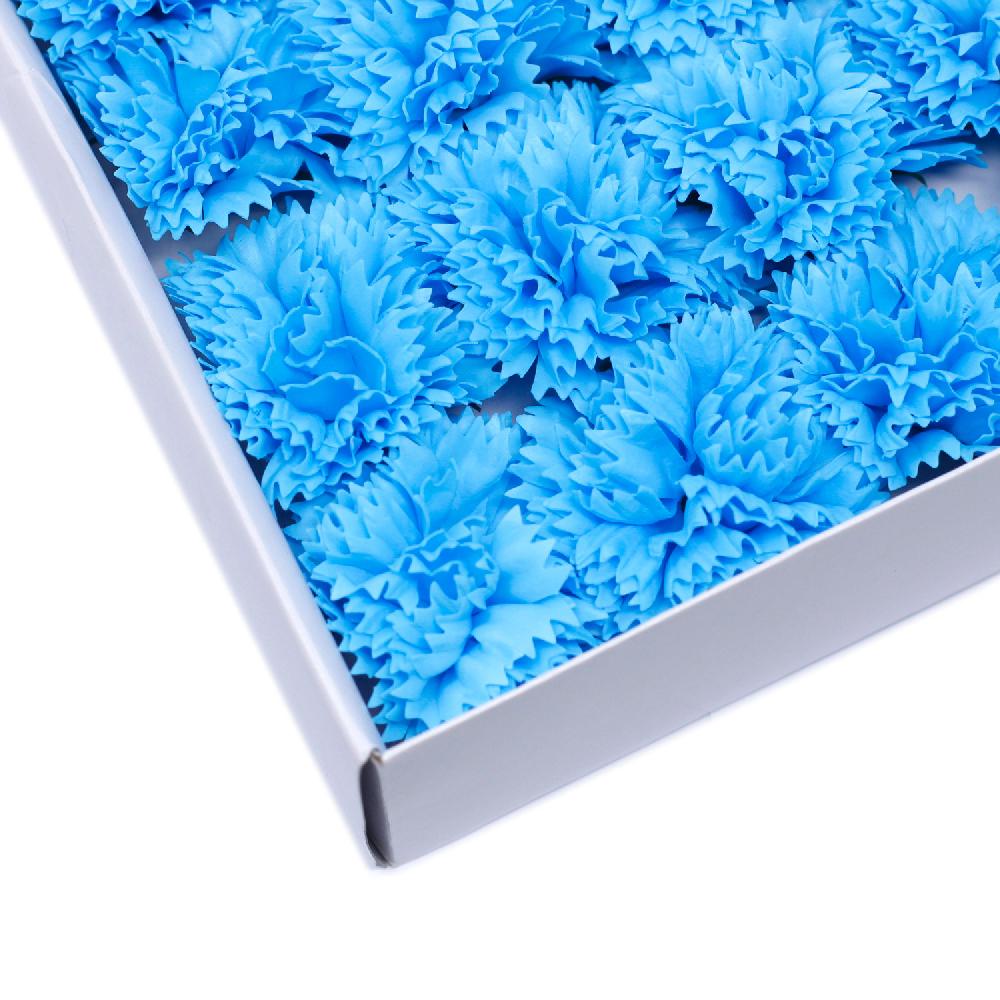 Ancient Wisdom 50x Craft Soap Flowers - Carnations - Sky Blue