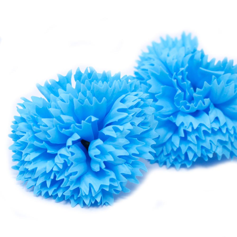 Ancient Wisdom 50x Craft Soap Flowers - Carnations - Sky Blue
