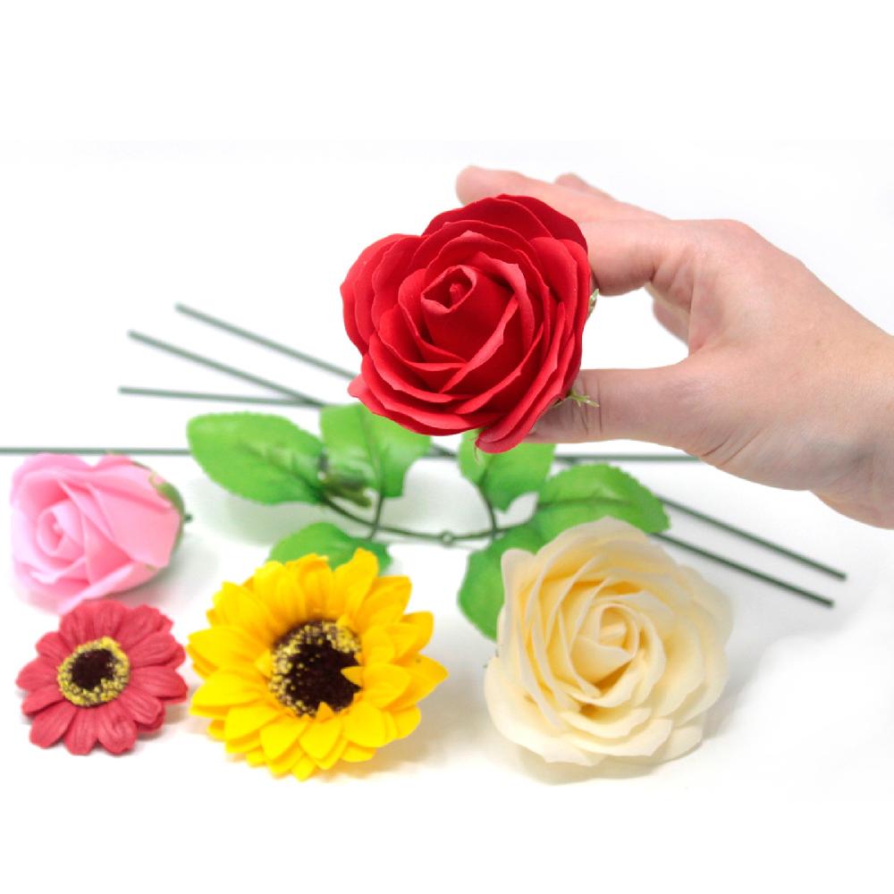 Ancient Wisdom 50x Craft Soap Flowers - Carnations - Sky Blue