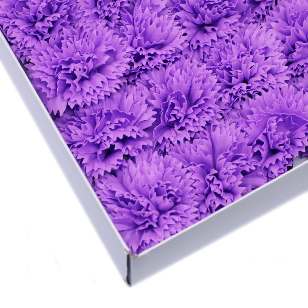 Ancient Wisdom 50x Craft Soap Flowers - Carnations - Violet