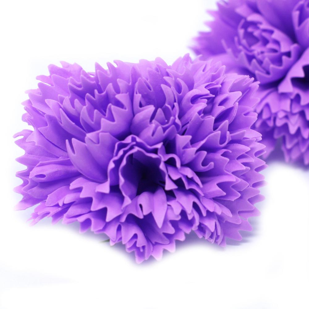 Ancient Wisdom 50x Craft Soap Flowers - Carnations - Violet