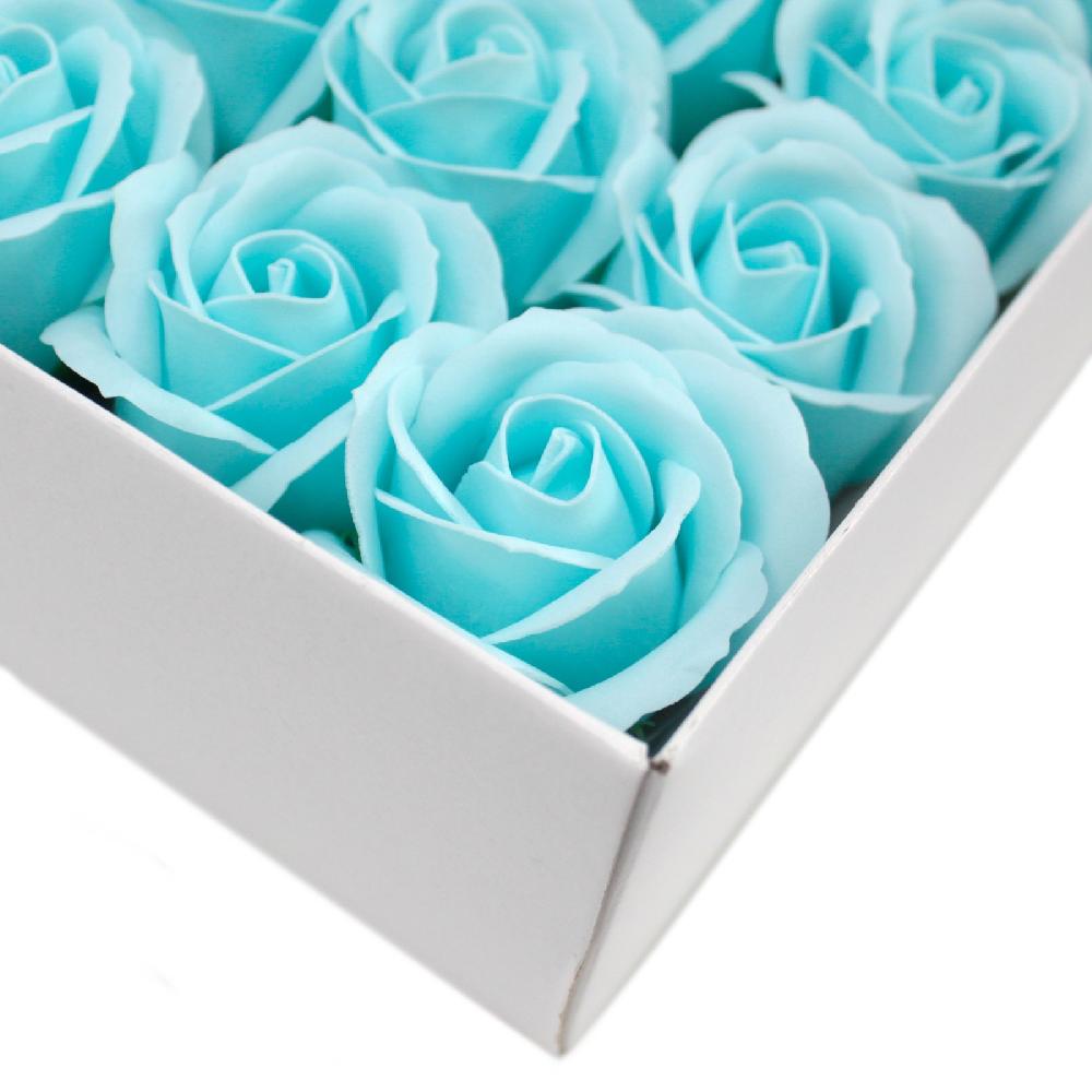 Ancient Wisdom 50x Craft Soap Flowers - Med Rose - Baby Blue