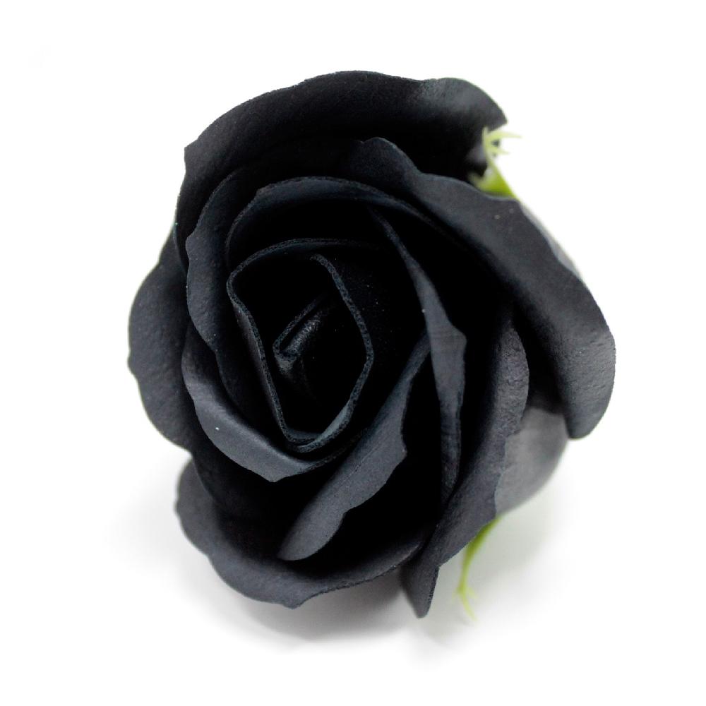 Ancient Wisdom 50x Craft Soap Flowers - Med Rose - Black