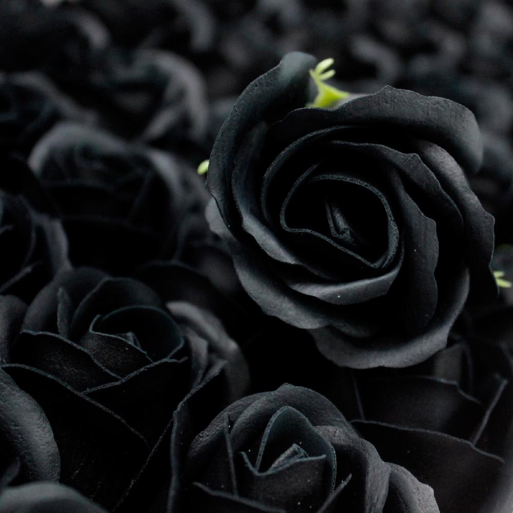 Ancient Wisdom 50x Craft Soap Flowers - Med Rose - Black