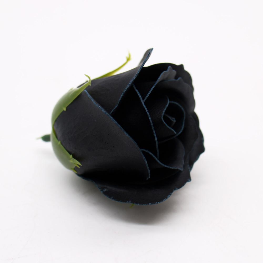 Ancient Wisdom 50x Craft Soap Flowers - Med Rose - Black With White Rim