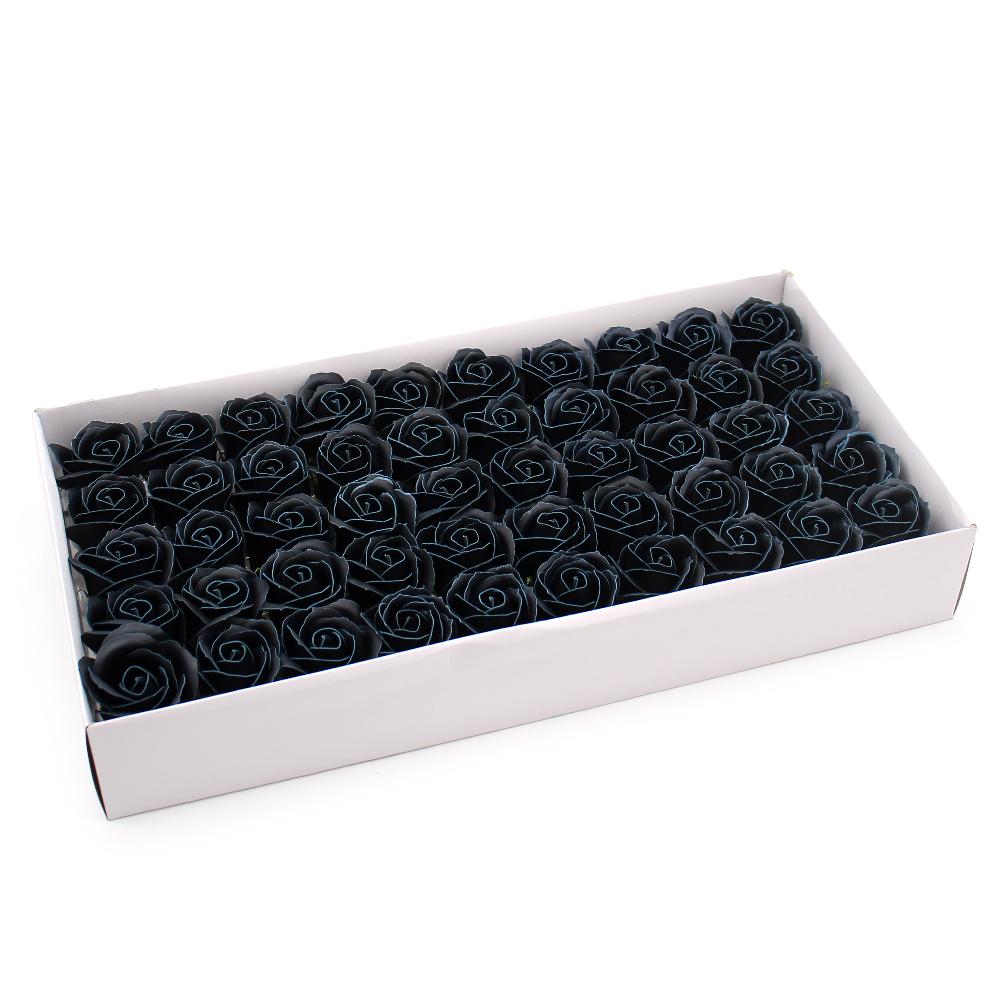ancient wisdom 50x Craft Soap Flowers - Med Rose - Black With white Rim