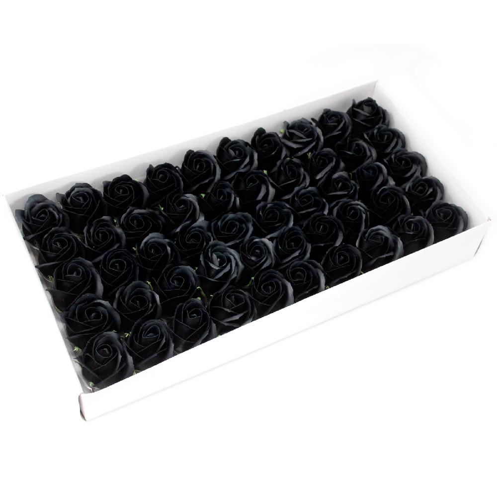 ancient wisdom 50x Craft Soap Flowers - Med Rose - Black