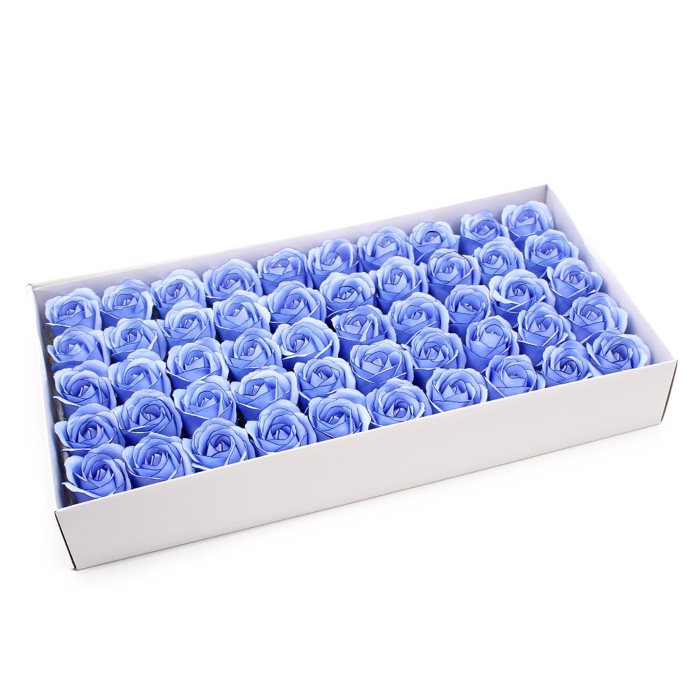 ancient wisdom 50x Craft Soap Flowers - Med Rose - Blue With Black Rim