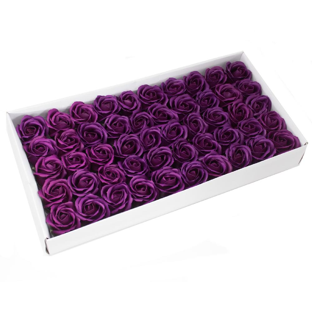 ancient wisdom 50x Craft Soap Flowers - Med Rose - Deep Violet