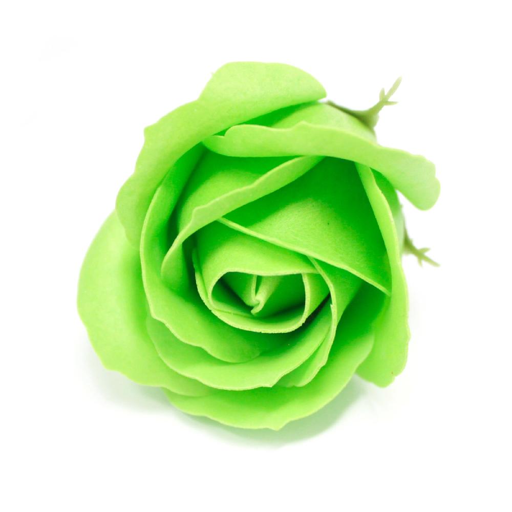 Ancient Wisdom 50x Craft Soap Flowers - Med Rose - Green