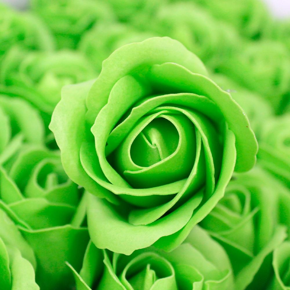 Ancient Wisdom 50x Craft Soap Flowers - Med Rose - Green
