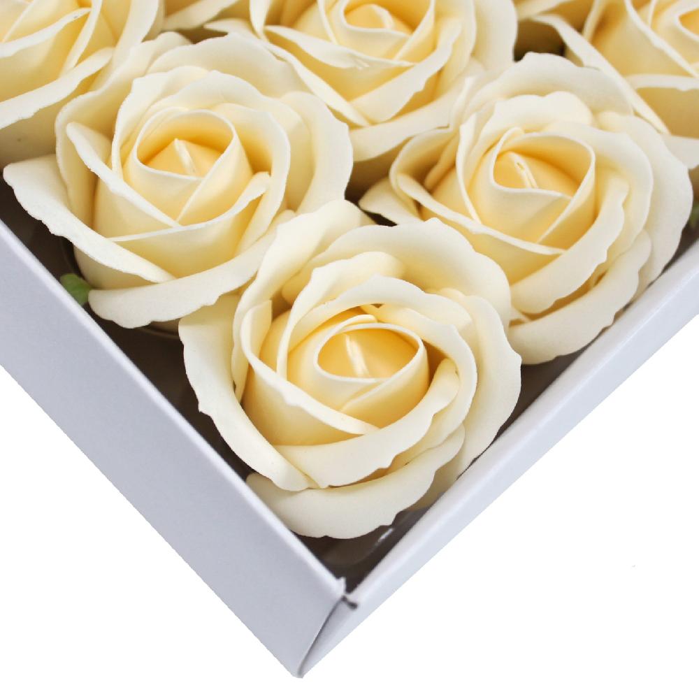 Ancient Wisdom 50x Craft Soap Flowers - Med Rose - Ivory