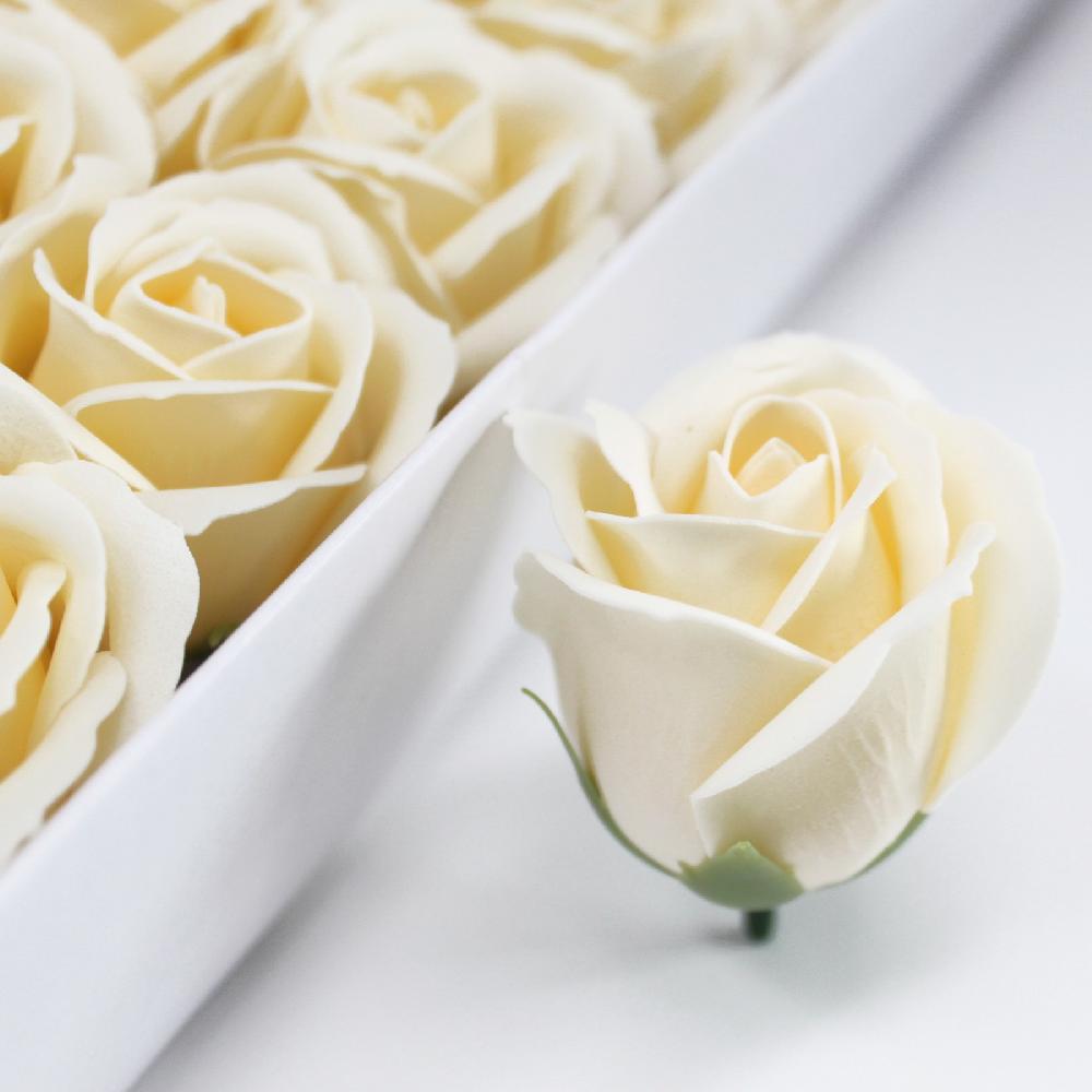 Ancient Wisdom 50x Craft Soap Flowers - Med Rose - Ivory