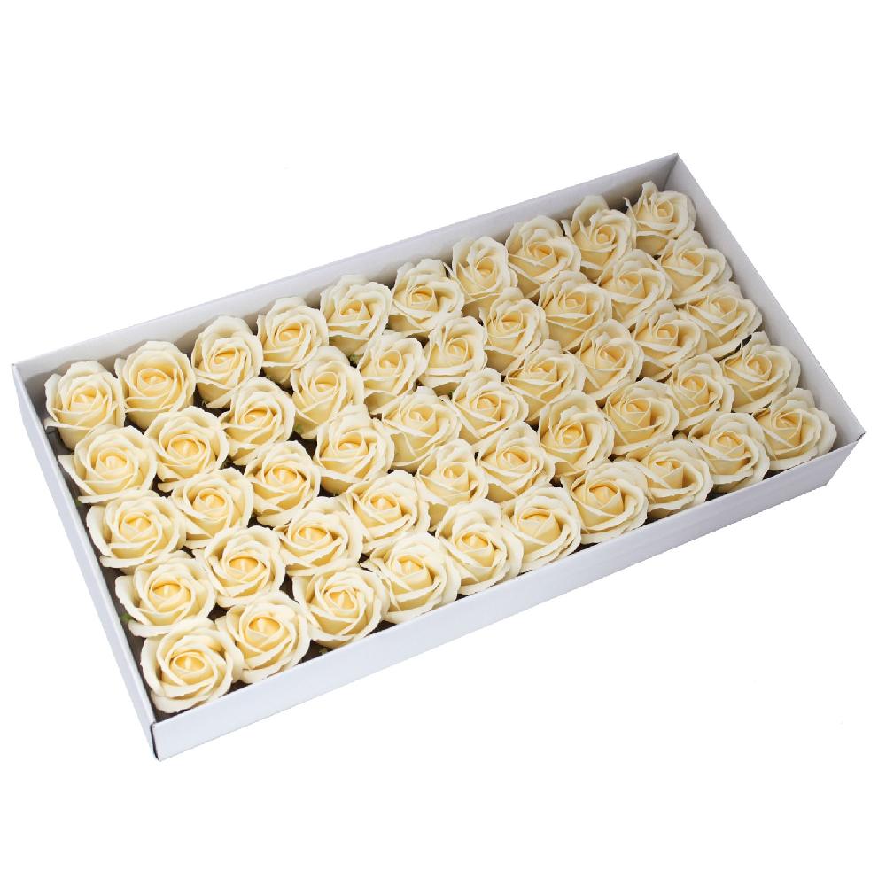 ancient wisdom 50x Craft Soap Flowers - Med Rose - Ivory