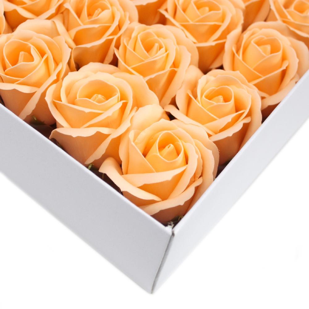 Ancient Wisdom 50x Craft Soap Flowers - Med Rose - Peach