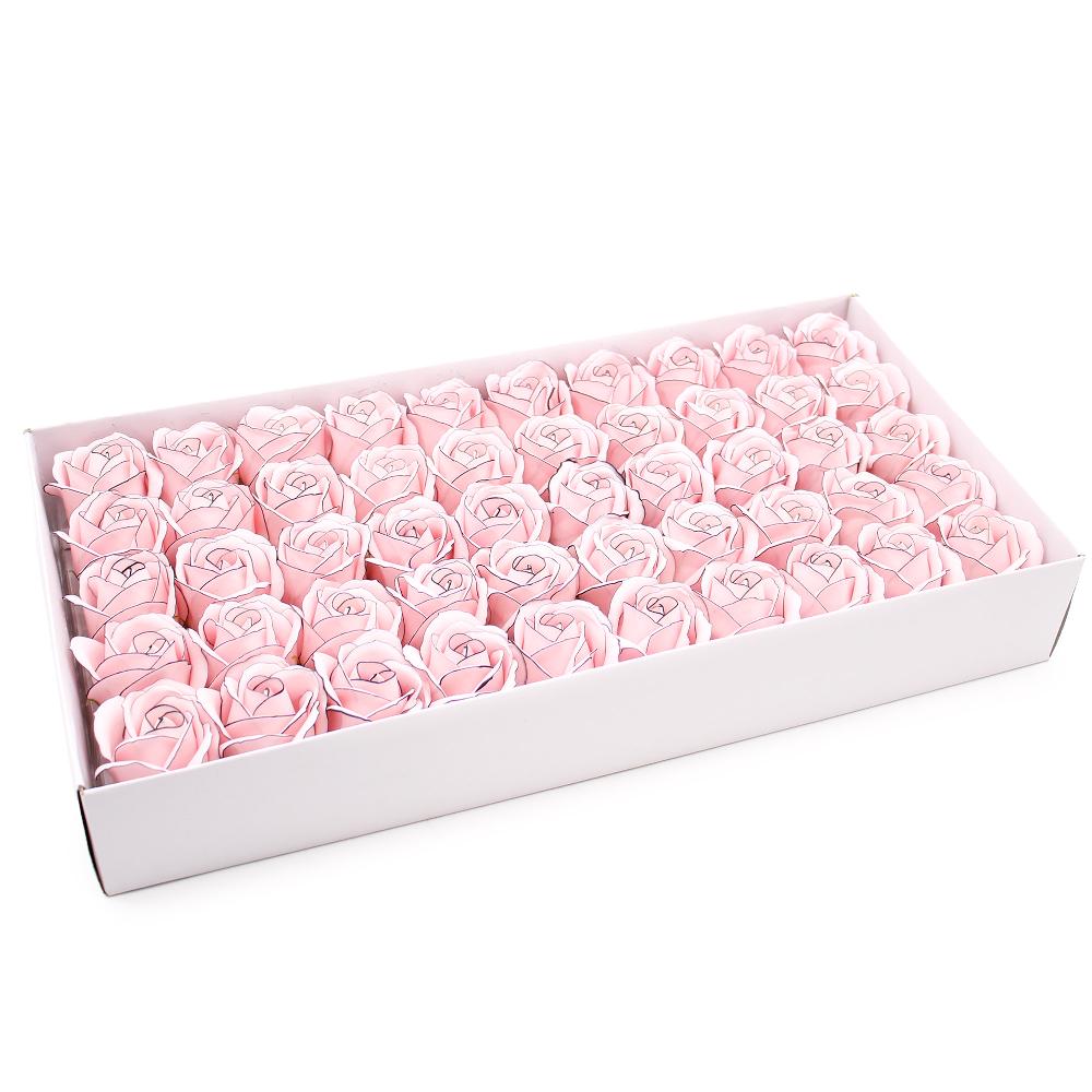ancient wisdom 50x Craft Soap Flowers - Med Rose - Pink With Black Rim