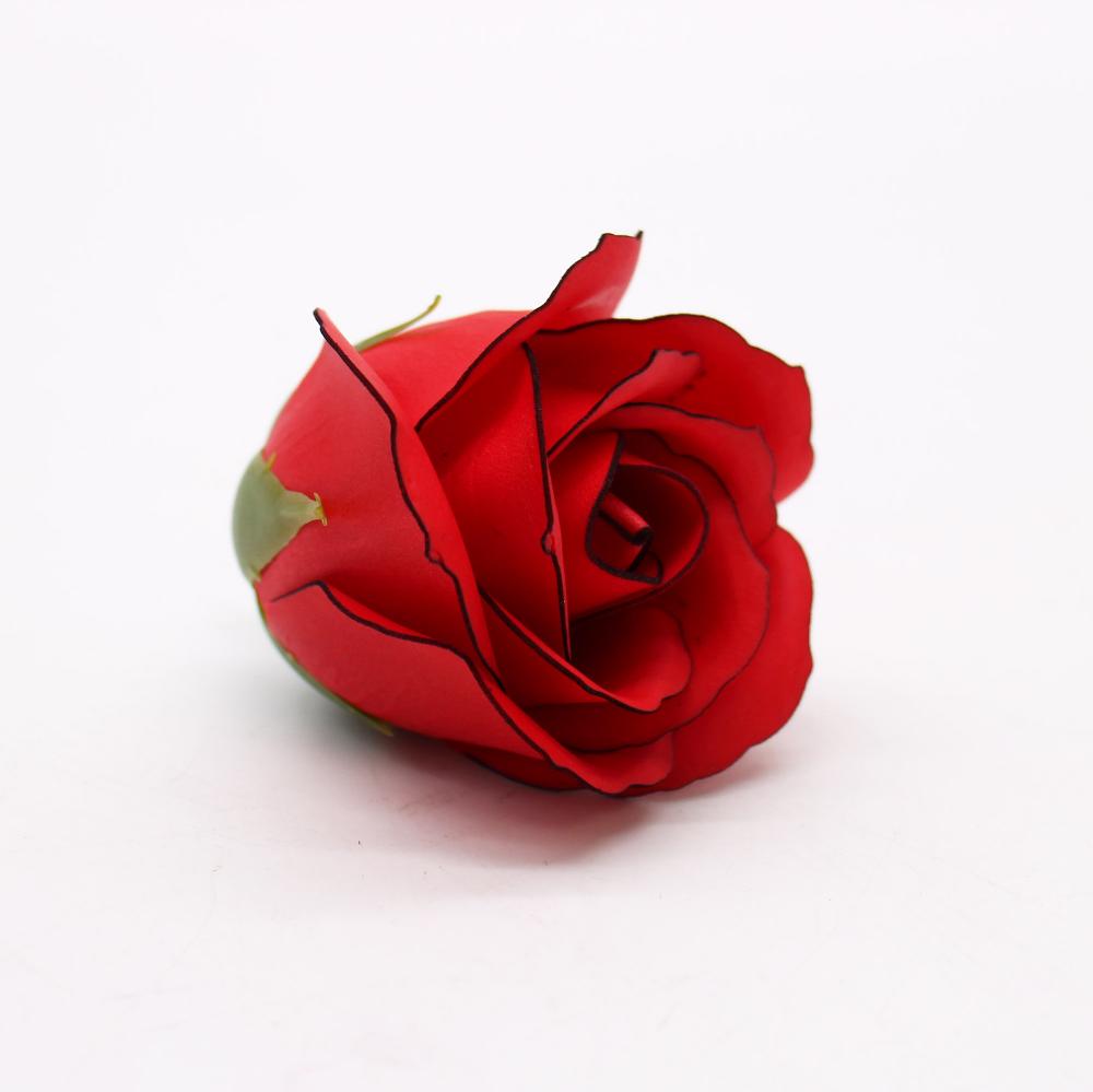 Ancient Wisdom 50x Craft Soap Flowers - Med Rose -Red With Black Rim