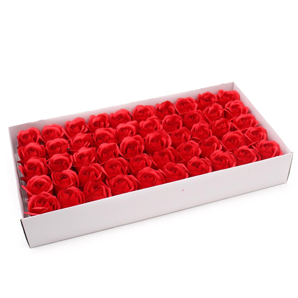 ancient wisdom 50x Craft Soap Flowers - Med Rose -Red With Black Rim