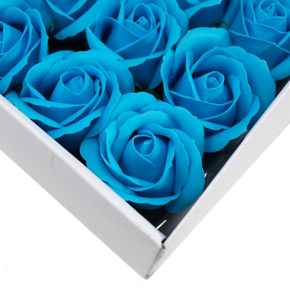 Ancient Wisdom 50x Craft Soap Flowers - Med Rose - Sky Blue