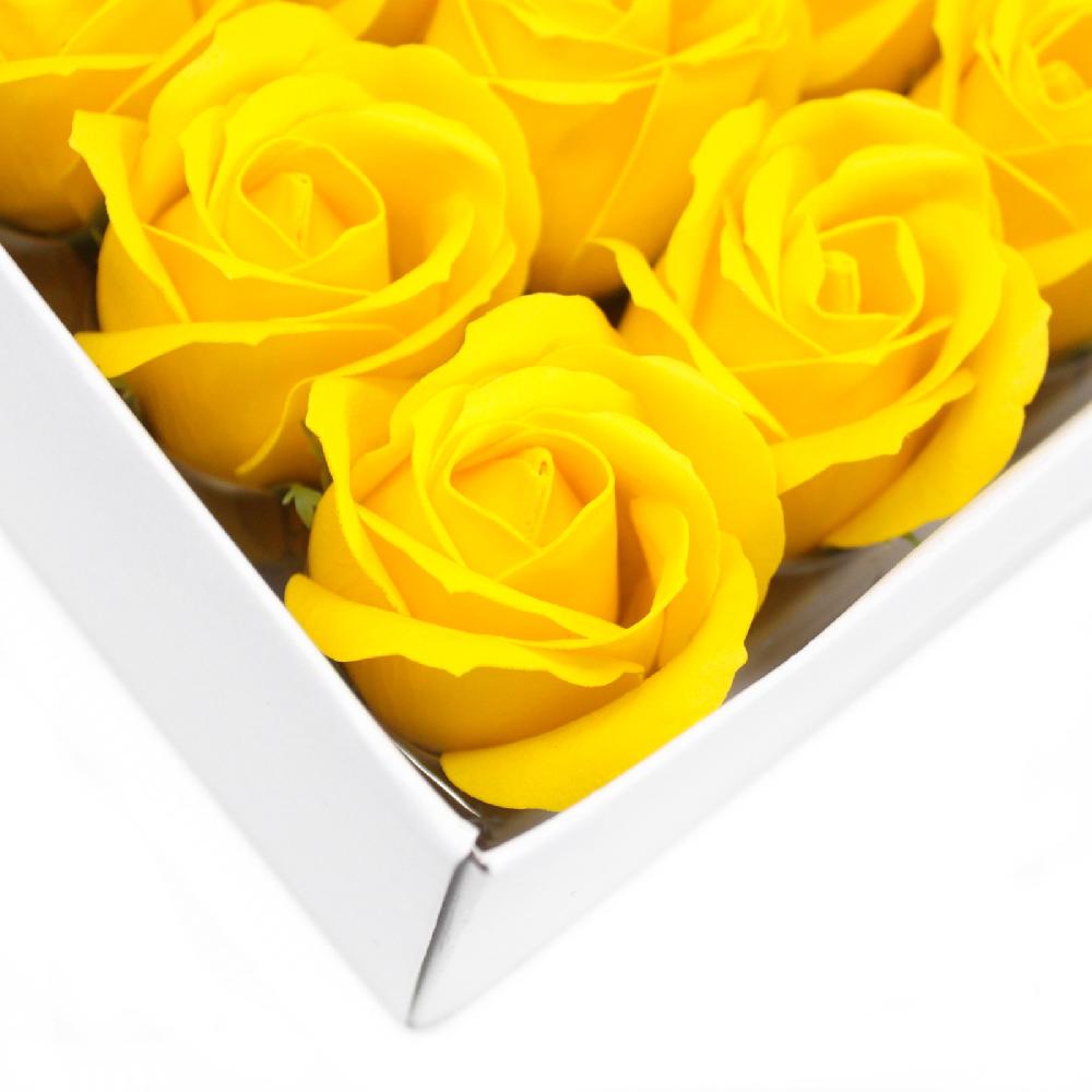 Ancient Wisdom 50x Craft Soap Flowers - Med Rose - Yellow
