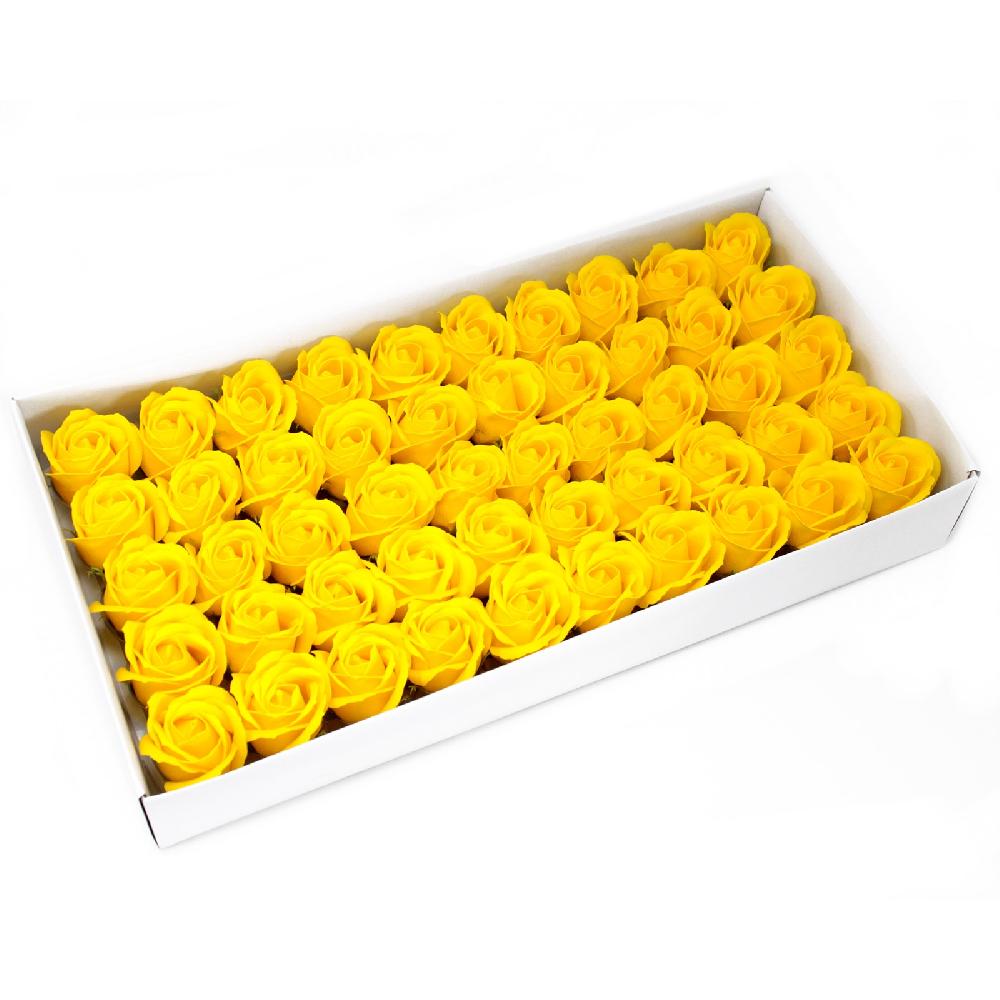 ancient wisdom 50x Craft Soap Flowers - Med Rose - Yellow
