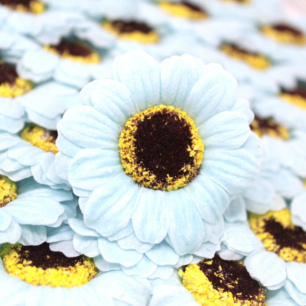 Ancient Wisdom 50x Craft Soap Flowers - Sml Sunflower - Blue
