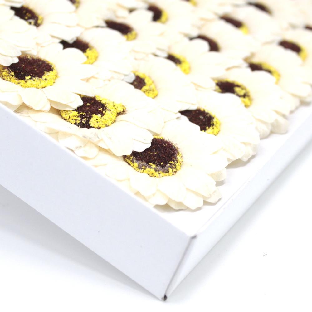 Ancient Wisdom 50x Craft Soap Flowers - Sml Sunflower - Ivory